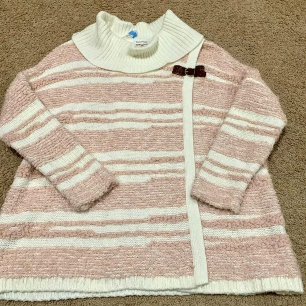 Calvin Klein pink sweater Women long sleeve cowl neckline knit sweater size S/M